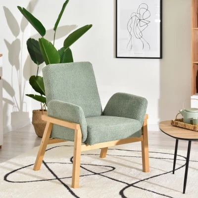 Čalouněné křeslo EMERY - mátové / dub