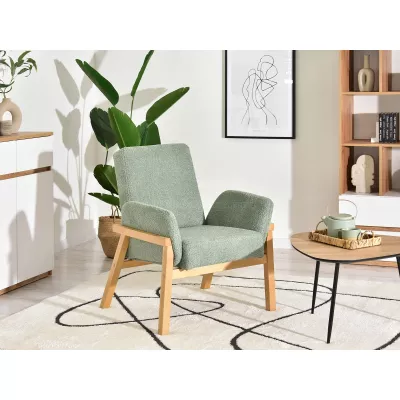 Čalouněné křeslo EMERY - mátové / dub