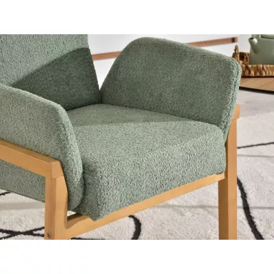 Čalouněné křeslo EMERY - mátové / dub