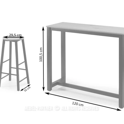 Barový set 120x40 SERGIO - beton / černý