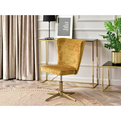 Otočné křeslo ADERITO - žluté / zlaté