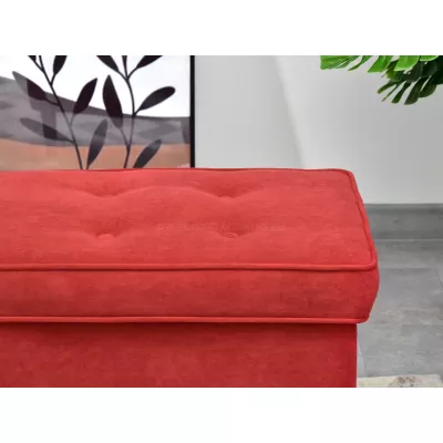 Čalouněný taburet DENIZ - oranžový / ořech