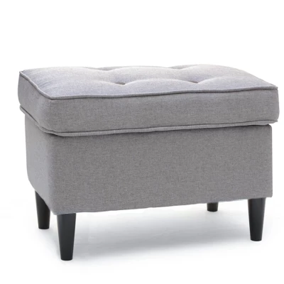 Čalouněný taburet DENIZ - šedý / černý