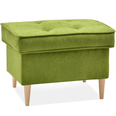 Čalouněný taburet DENIZ - zelený / buk