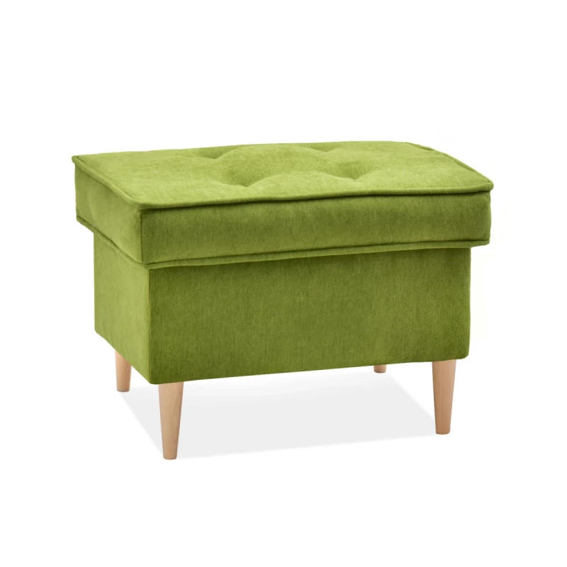 Čalouněný taburet DENIZ - zelený / buk