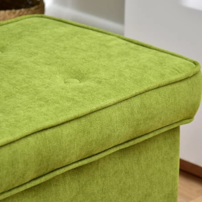 Čalouněný taburet DENIZ - zelený / buk