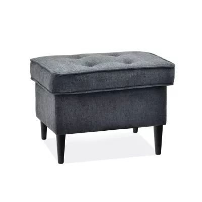 Čalouněný taburet DENIZ - grafitový / černý