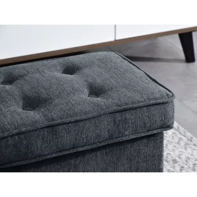 Čalouněný taburet DENIZ - grafitový / černý