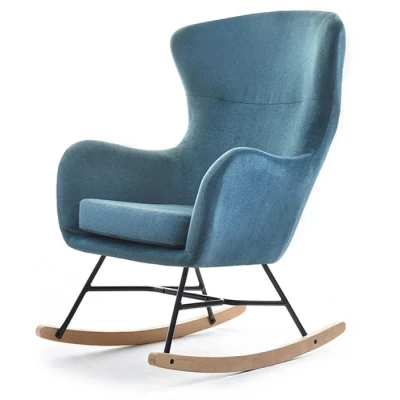 Houpací křeslo RIFAT - tyrkysové / černé / buk