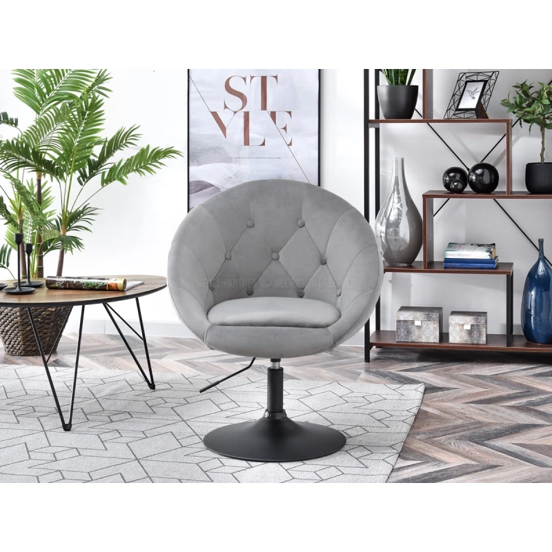 Otočné křeslo DERIAN - světle šedé / černé