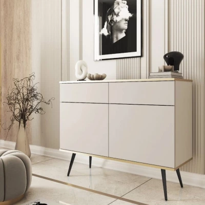 Kombinovaná komoda JENY 1 - béžová / zlatá / černá