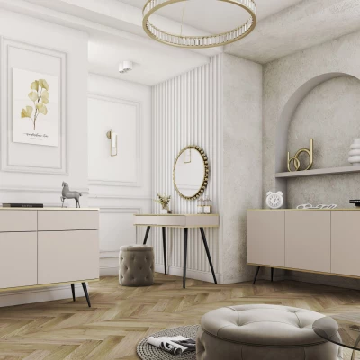 Kombinovaná komoda JENY 1 - béžová / zlatá / černá