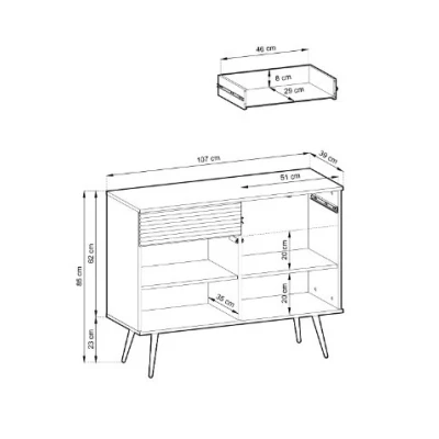 Kombinovaná komoda JENY 1 - béžová / zlatá / černá