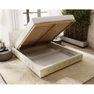 Elegantní čalouněná postel 140x200 MARLENE 1 s úložným prostorem - krémová