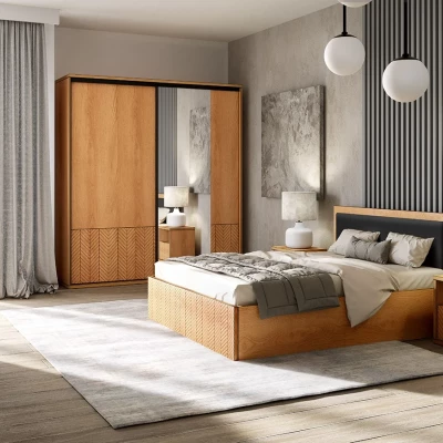 Prostorná postel DELA - 140x200, dub karamel