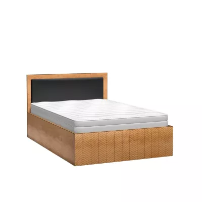 Prostorná postel DELA - 140x200, dub karamel