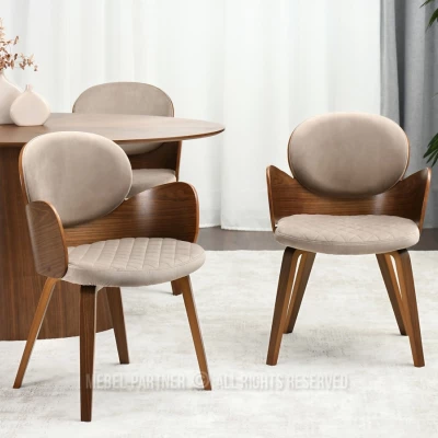 Designová jídelní židle RAWAN - béžová / ořech
