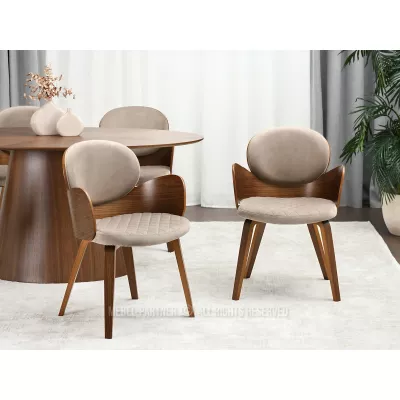 Designová jídelní židle RAWAN - béžová / ořech