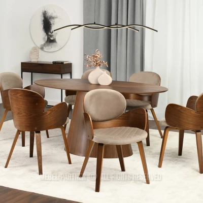 Designová jídelní židle RAWAN - béžová / ořech