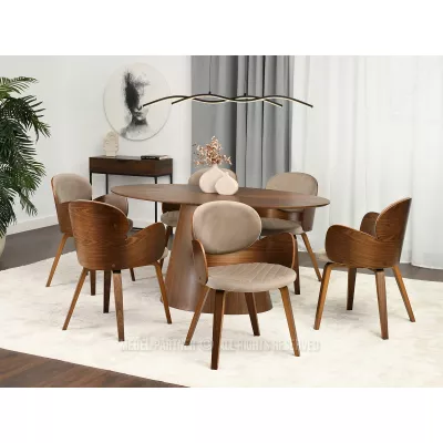 Designová jídelní židle RAWAN - béžová / ořech