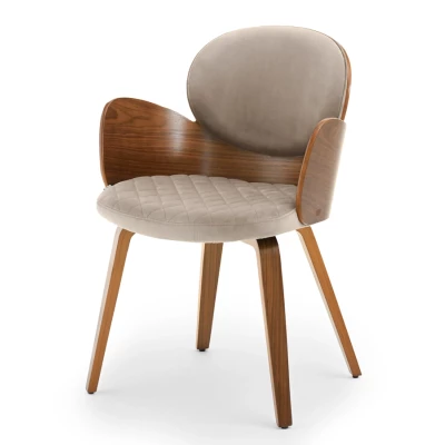 Designová jídelní židle RAWAN - béžová / ořech