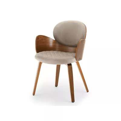 Designová jídelní židle RAWAN - béžová / ořech