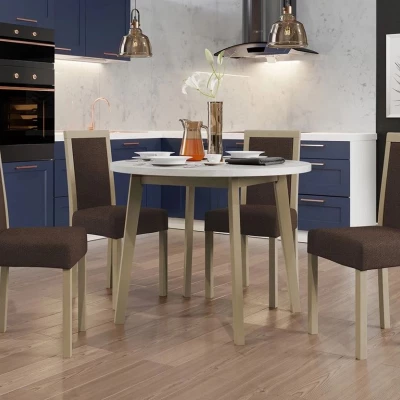 Sestava 4+1 do jídelny SALUSIA 1 - bílá / dub sonoma / hnědá 2