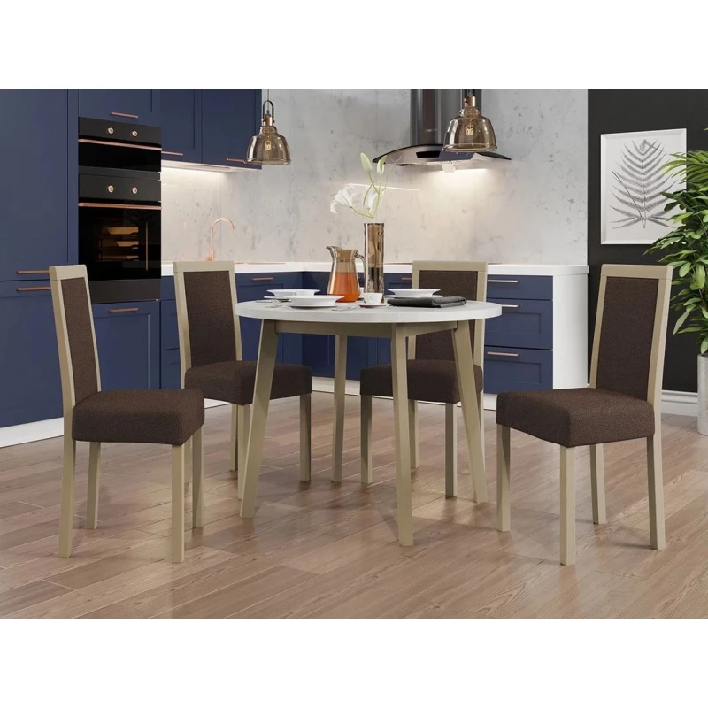 Sestava 4+1 do jídelny SALUSIA 1 - bílá / dub sonoma / hnědá 2