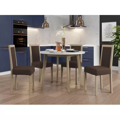 Sestava 4+1 do jídelny SALUSIA 1 - bílá / dub sonoma / hnědá 2