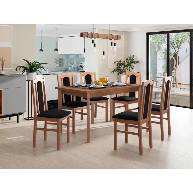 Sestava do jídelny 6+1 s rozkládacím stolem SALUSIA 5 - olše / černá