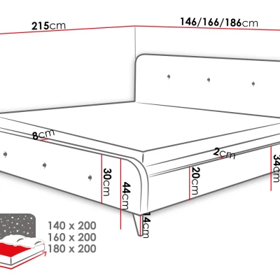 Čalouněná manželská postel bez matrace 140x200 CANDY - béžová