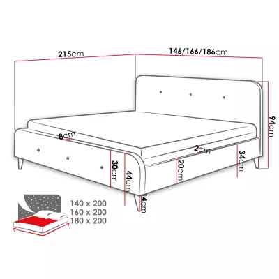 Čalouněná manželská postel bez matrace 140x200 CANDY - béžová
