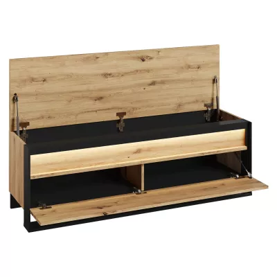 Nábytek do předsíně FARN 3 - dub artisan / černá / šedá + LED osvětlení ZDARMA