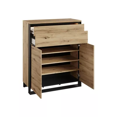 Nábytek do předsíně FARN 2 - dub artisan / černá / šedá + LED osvětlení ZDARMA