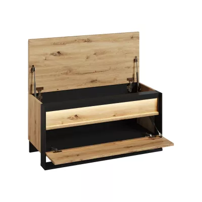 Nábytek do předsíně FARN 2 - dub artisan / černá / šedá + LED osvětlení ZDARMA