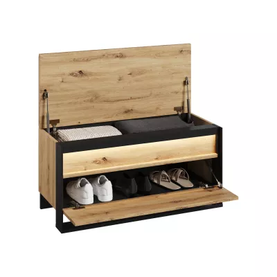Nábytek do předsíně FARN 2 - dub artisan / černá / šedá + LED osvětlení ZDARMA