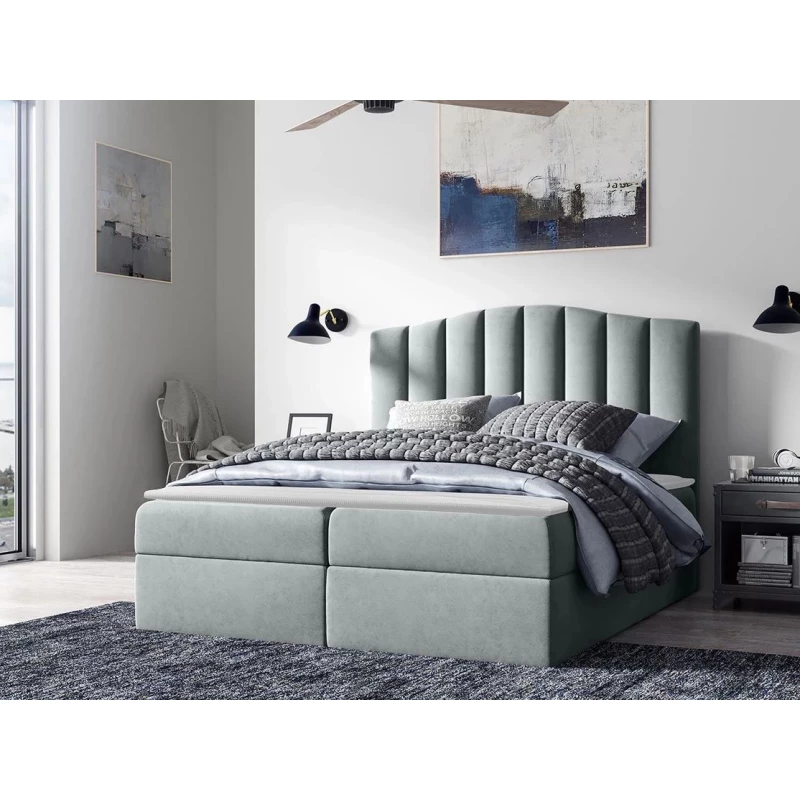 Boxspringová manželská postel 160x200 REYA - popelavá + topper ZDARMA