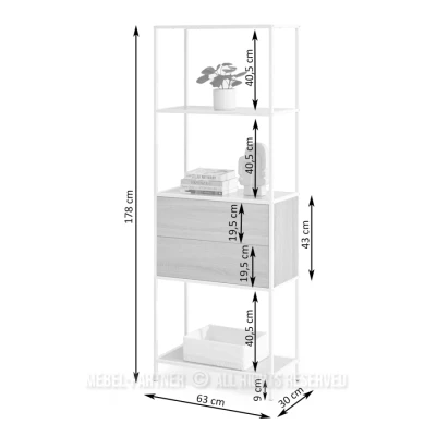 Policový regál se šuplíky MAIRA - béžový / černý