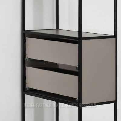 Policový regál se šuplíky MAIRA - béžový / černý