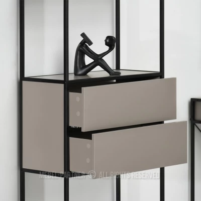 Policový regál se šuplíky MAIRA - béžový / černý