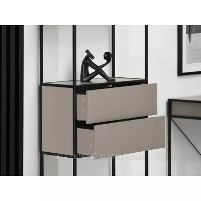 Policový regál se šuplíky MAIRA - béžový / černý