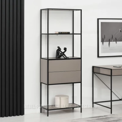 Policový regál se šuplíky MAIRA - béžový / černý