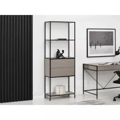 Policový regál se šuplíky MAIRA - béžový / černý