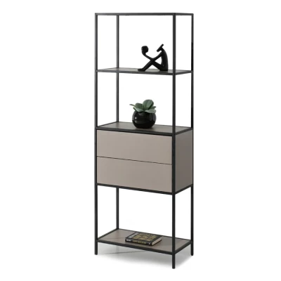 Policový regál se šuplíky MAIRA - béžový / černý