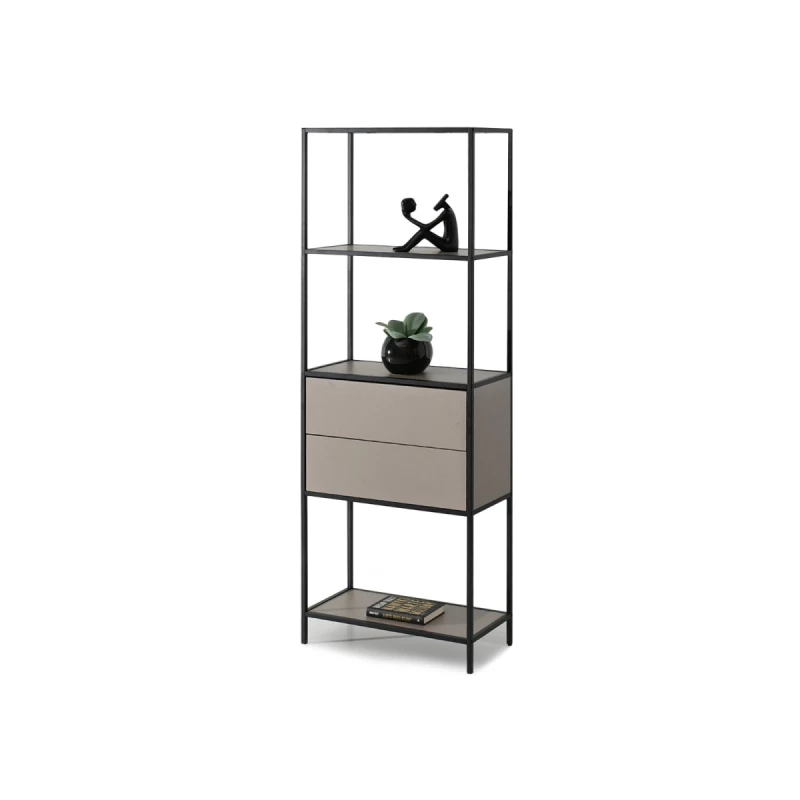 Policový regál se šuplíky MAIRA - béžový / černý