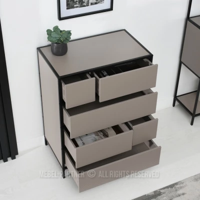Šuplíková komoda MAIRA - béžová / černá