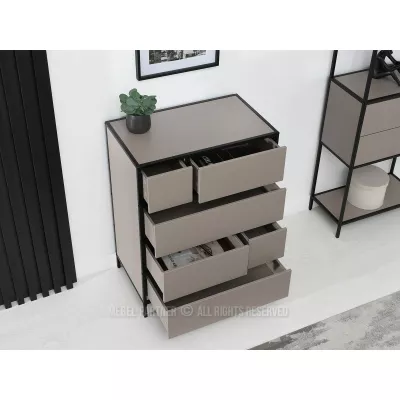 Šuplíková komoda MAIRA - béžová / černá