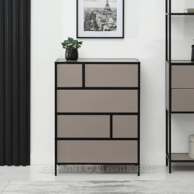 Šuplíková komoda MAIRA - béžová / černá