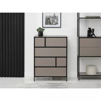 Šuplíková komoda MAIRA - béžová / černá