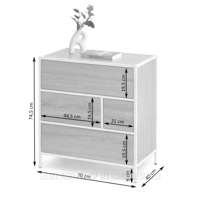 Úzká šuplíková komoda MAIRA - černá / zlatá